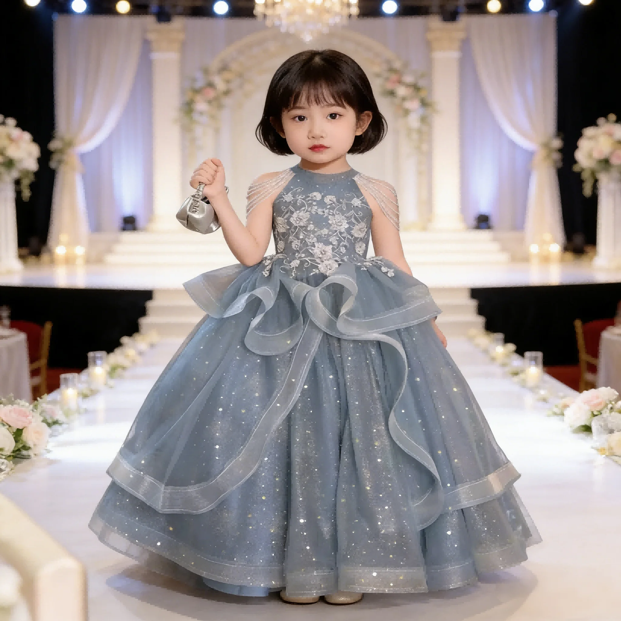 

Pink Children Girls Birthday Princess Dress Flower Girl Wedding Pageant Formal Celebration Clothes Gown Piano Performance Host