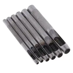 6Pcs Leather Tools Leather Punch Leathercraft Hole Craft Set Hollow Puncher Belt Punch 9mm - 19mm for Clothing Canvas