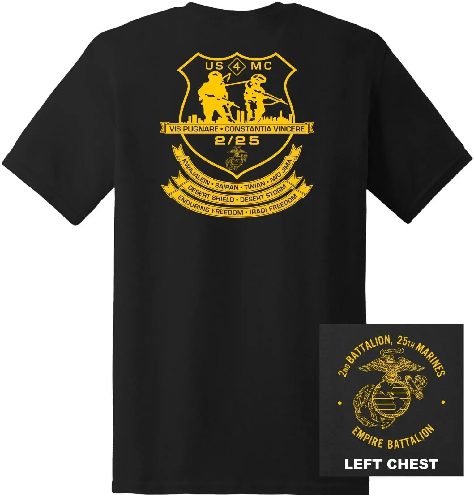 

US Marine Corps, 2nd Battalion, 25th Marine Regiment T-Shirt 100% Cotton O-Neck Short Sleeve Summer Casual Mens T-shirt