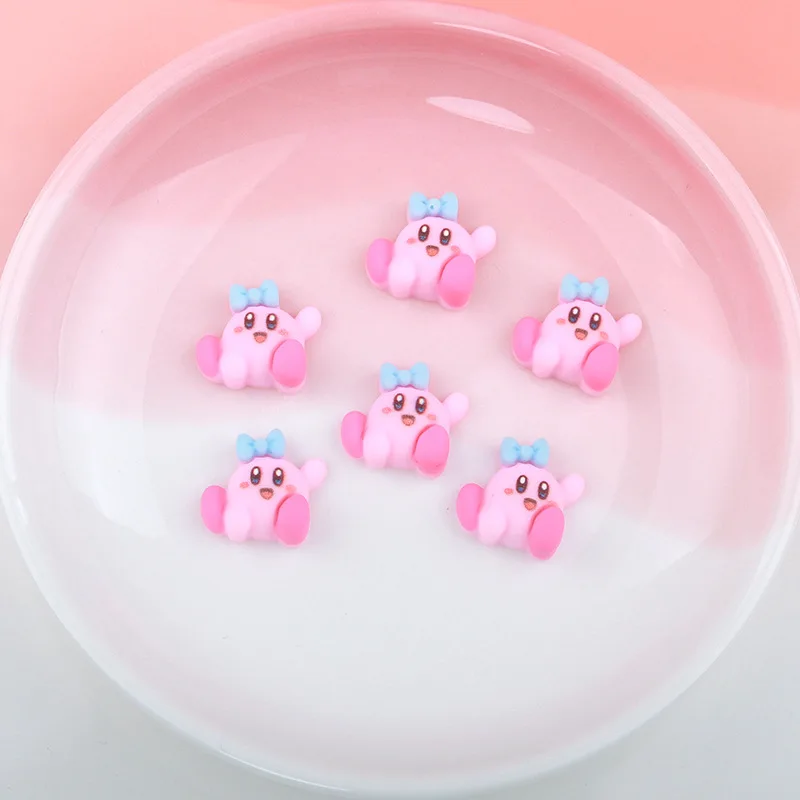 10Pcs/Set Sweet Cool Style Cartoon Cute Kirby Resin Nail Jewelry DIY Kawaii Accessories Decor Toys for Girls Friends Gift