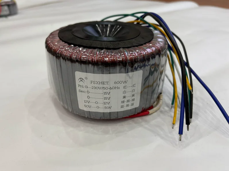 600W Pure Copper Toroidal Transformer Input: 0-230V Output: AC50-0-50V*2 AC0-15V*2 12V-0-12V for Amplifier