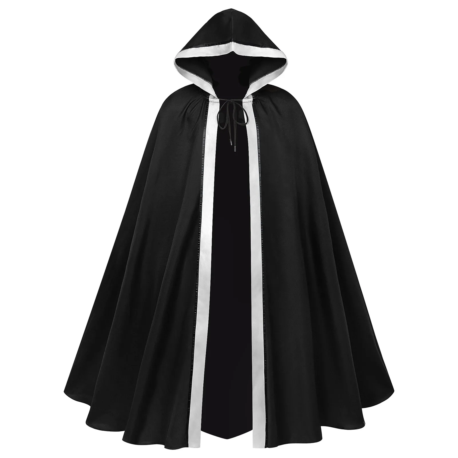 Mittelalterlicher Erwachsenen-Krieger-Umhang mit Kapuze, Unisex, Kontraststreifen, Zauberer-Robe, Halloween-Party, Festival, Cosplay-Kostüm 2026 – Detail 17