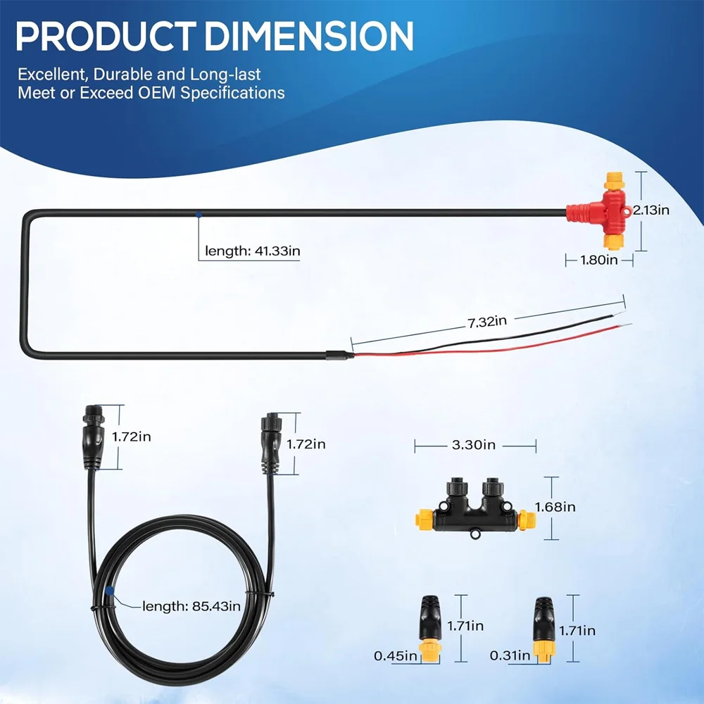 NMEA 2000 Backbone Cables Drop Tees Terminators Kits for Lowrance Simrad Garmin to Process NEMA 2K Network Dual Device Starter