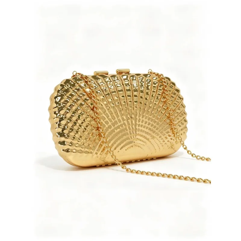 Shell Pattern Clutch Bag 2026 Gold Texture Dinner Bag Temperament Celebrity Shoulder Messenger Women's Bag Light Luxury 5
