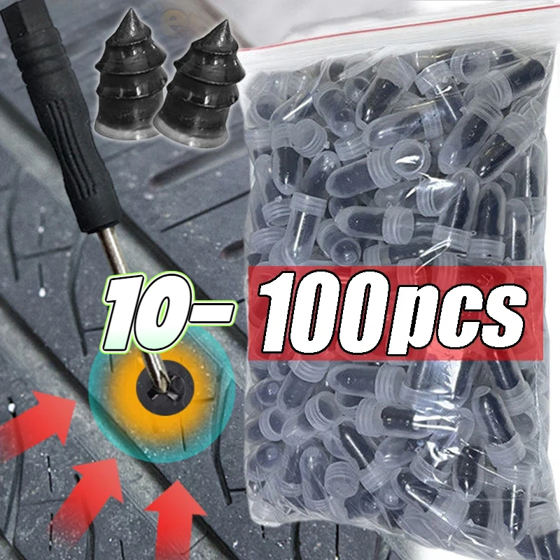 

10-100 шт. Резиновые гвозди для ремонта бескамерных шин автомобилей, грузовиков, мотоциклов, скутеров, инструмент для ремонта проколов, клей для ремонта шин, резиновая пленка, гвозди для ремонта шин