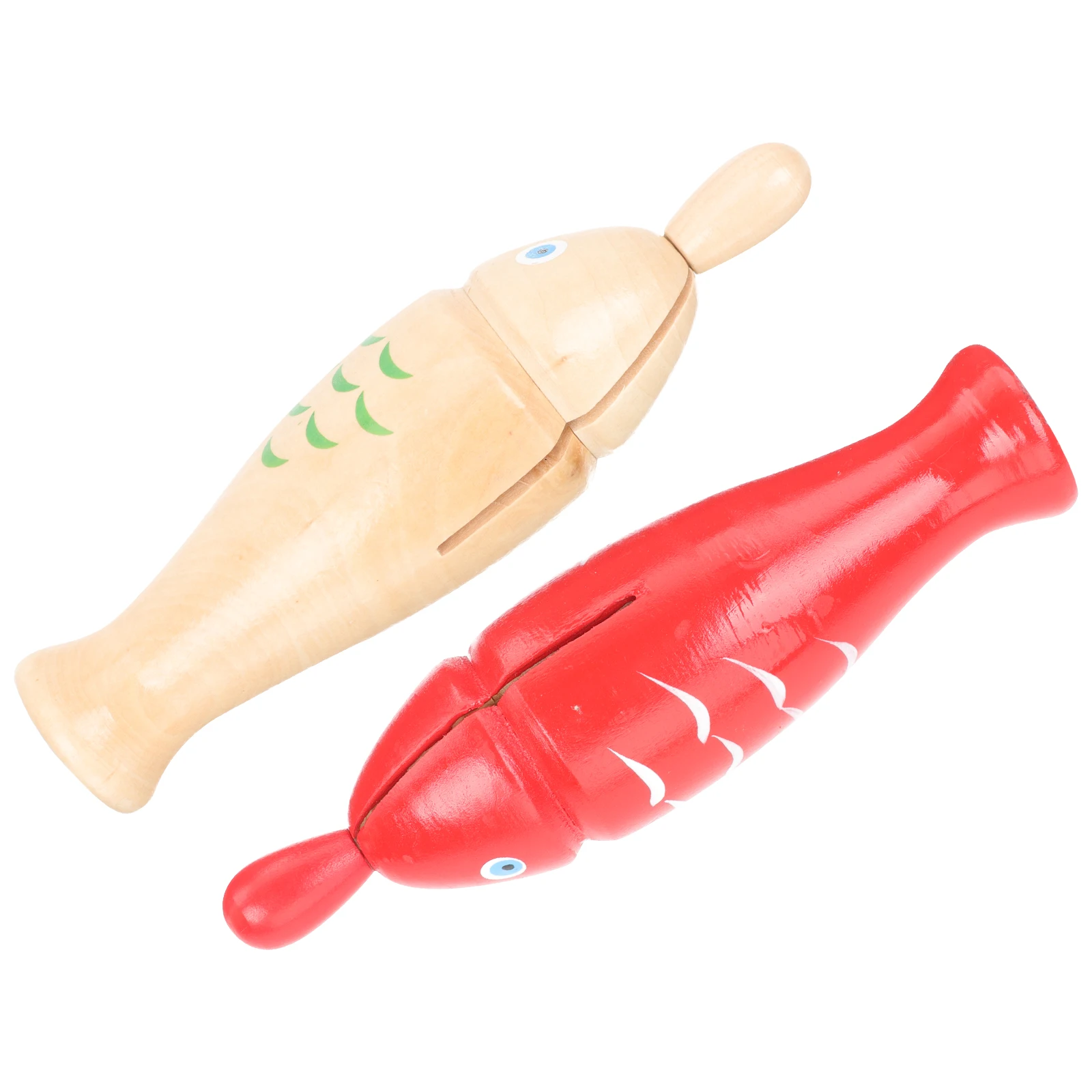

2 set Wooden Fish Toy 2 Sets Percussion Instrument Kids Musical Toy High-class Wood Child Plaything Hands-on Ability