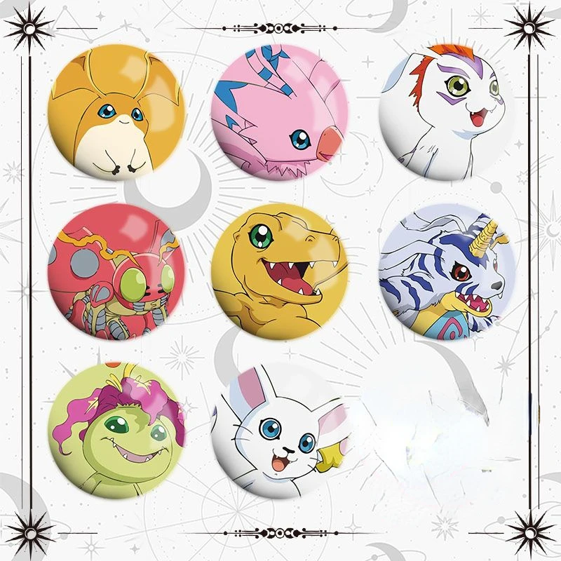 New Digimon Adventure Anime Kawaii Ancient Beast Gabumon Dilumon Badge Laser Flash Cute Creative Brooch Backpack Decoration Gift