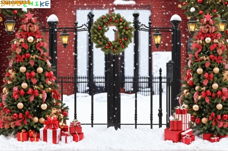 

Christmas Day New Year Party Photography Backdrops Prop Window Living Room Interior Xmas Tree Snow Theme Photo Background BG-44