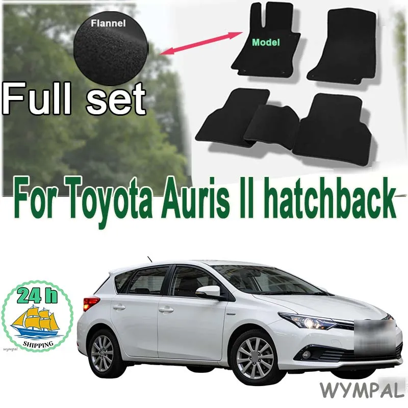 

Велюровые 3D-коврики для автомобиля Toyota Auris II хэтчбек (2012-2018) - черные, огнестойкие