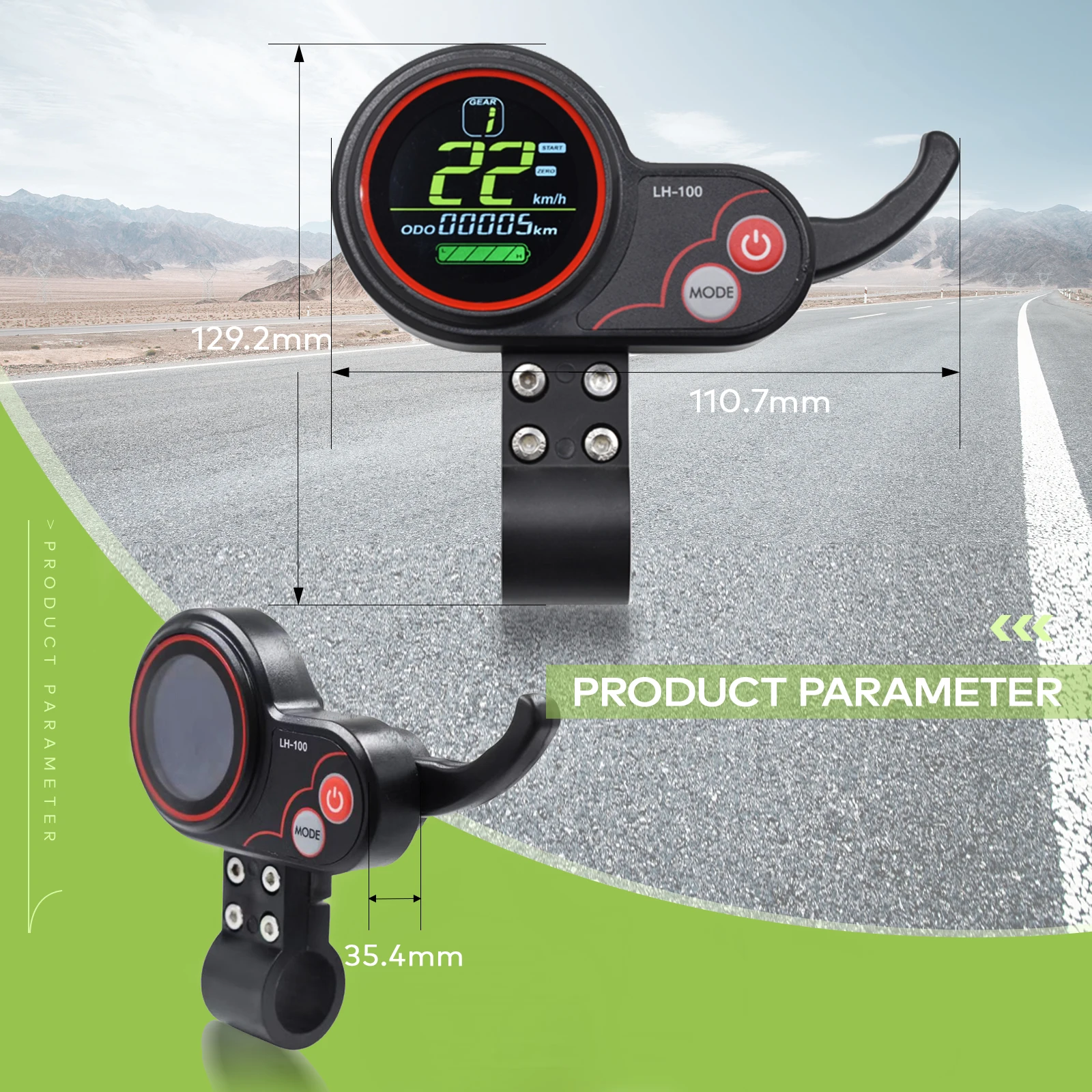 LH100 Electric Bike Computer 24V/36V/48V/60V Waterproof Wired Button Speedometer Electric Bike Digital Stopwatch Odometer