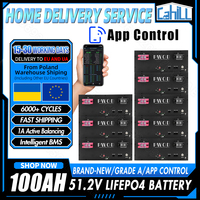 UKR EU Stock 1A Active Balancing 48V 100AH Lifepo4 Battery Pack 16S 100A Smart 51.2V rechargeable Cells For Home Energy Storage