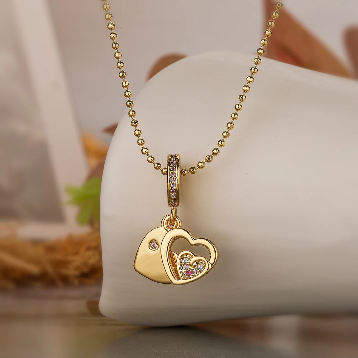 NEWBUY Delicate Heart Plane Pendant Necklaces For Women Girl Gold Color Female Party Jewelry Birthday Gift