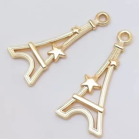 14K Gold-plated Eiffel Tower Pendant for DIY Handmade Jewelry Bracelet Accessories Decorative Handmade Craft Supplies