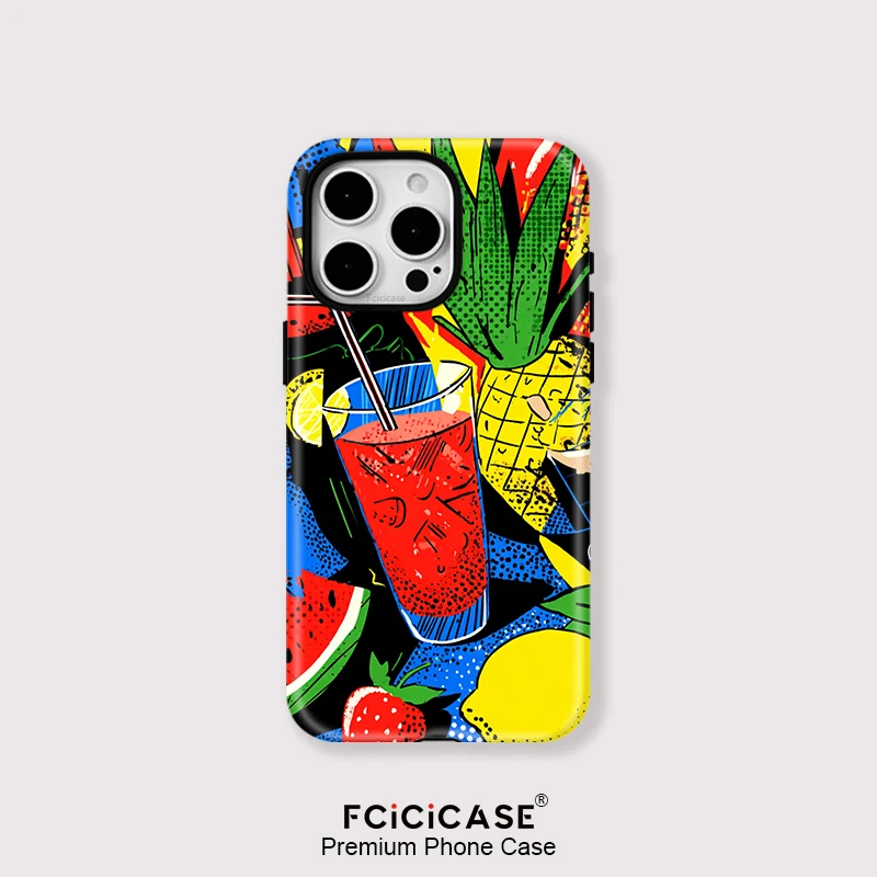 Fcicicase-funda de teléfono magnética mate para iPhone 16 Pro Max 15 14 Plus 13 12 11, cubierta de bebida de sandía con carga inalámbrica Magsafe