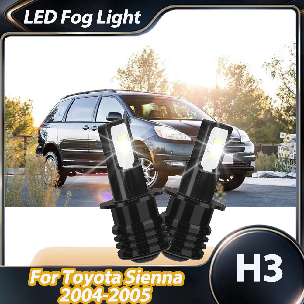 

Для Toyota Sienna 2004-2005, 2 шт., светодиодные противотуманные фары H3, 15000 лм, ярко-белые, 6000K, для дневного ходового освещения