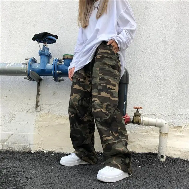 

Jogers for Men Retro Style Camouflage Pants Men's Loose and Versatile Straight High Street Hip-hop Wide-leg Pants Men's Trend