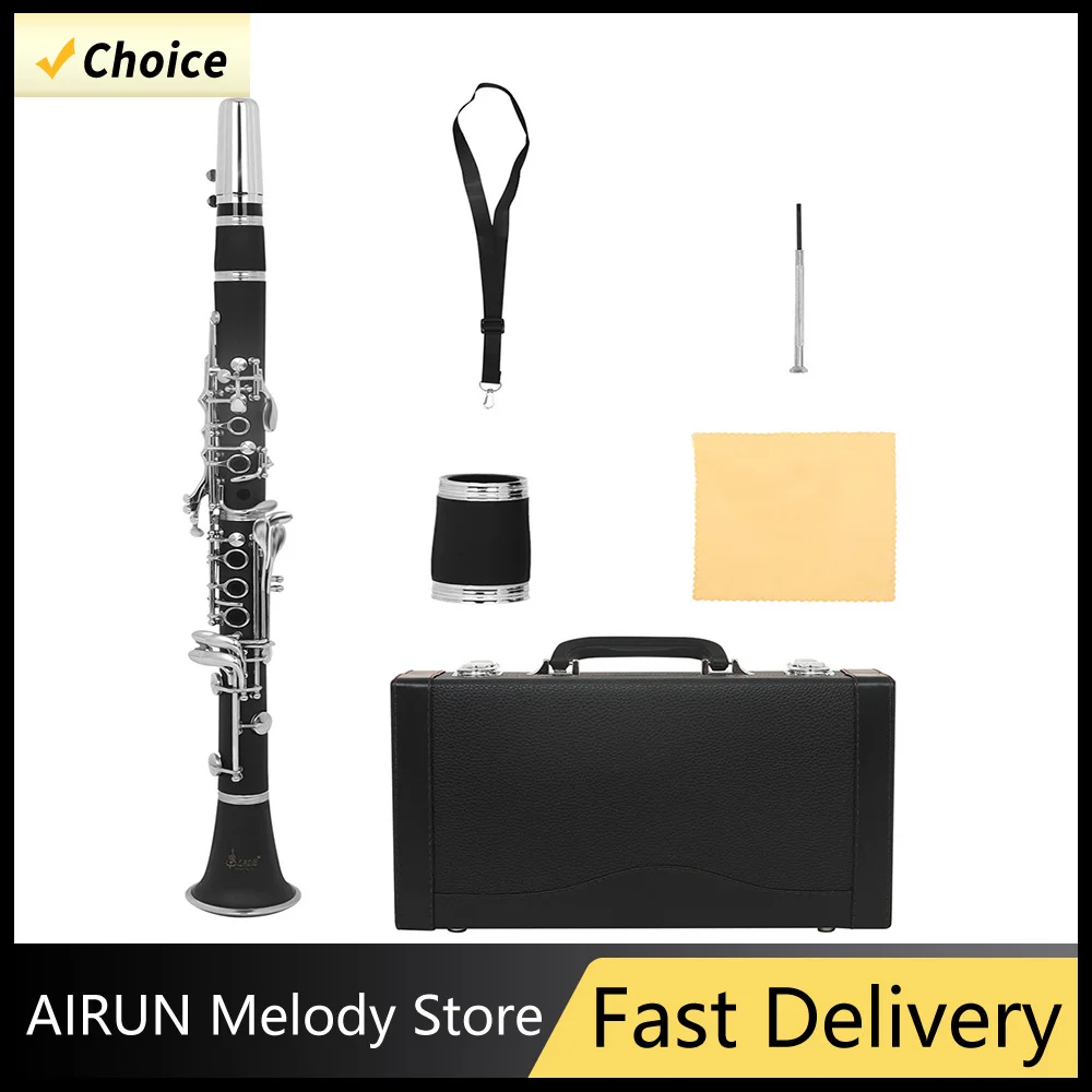 

SLADE черный, серебристый ключ-кларнет, 17-клавишный кларнет с C-нотой, деревянный духовой инструмент, портативный кларнет, подходит для любителей музыки