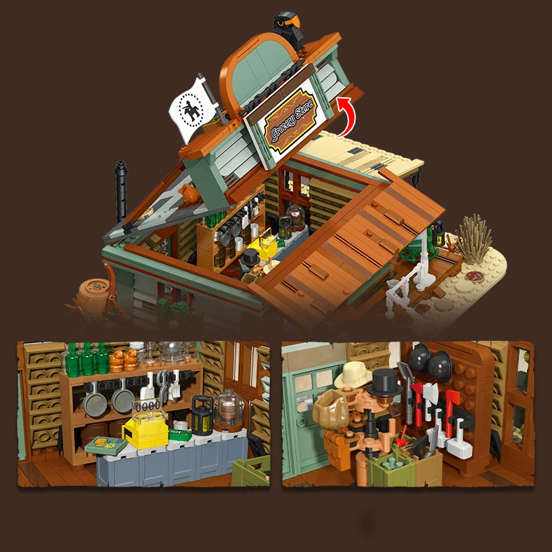 Idee Huis Architectuur Baksteen Westerse Kruidenier Bouw Bouwsteen Model Sets Speelgoed Met Licht Voor Kinderen Geschenken