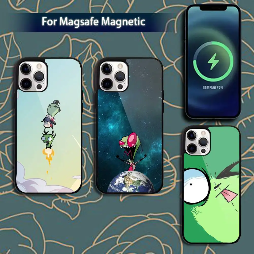 

C-Cartoon Invader Z-Zim Phone Case For iPhone 16,15,14,13,12,11,Pro,Max,Plus,Mini,Magsafe,Magnetic Wireless Charging Case