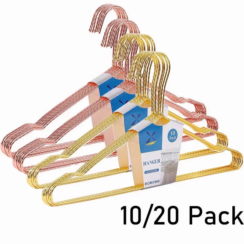 10/20 Pack Non-Slip Threaded Wire Hanger,Stainless Steel Clothes Hangers with Notch for Dress Shirt Bra,Durable Closet Organizer