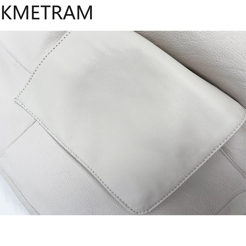 천연 투스카니 양털 양면 퍼 재킷 여성 고품질 V넥 화이트 리얼 퍼 코트 겨울 여성 의류 2025