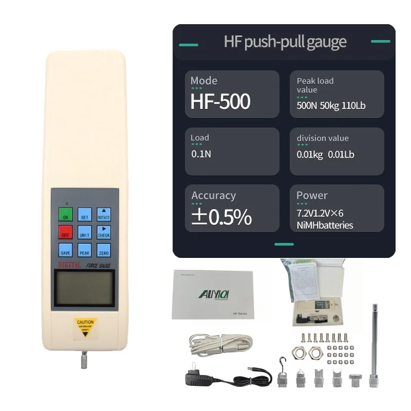HF Series Max 500N Digital Force Dynamometer Push Pull Force Gauge Dynamometer  Force Meter Connect With Computer