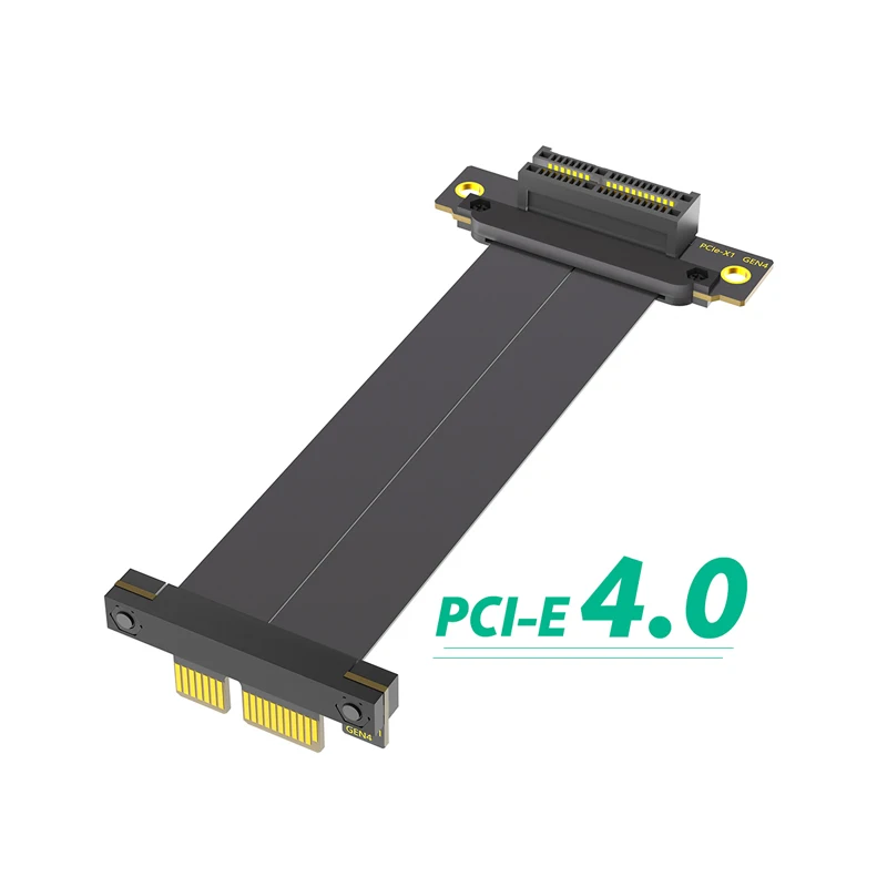 

PCIE 4.0 1X Riser Card 10CM Flexible Cable Card High Speed Extension Port Double Vertical Adapter for 1/2U,ATX/BTX