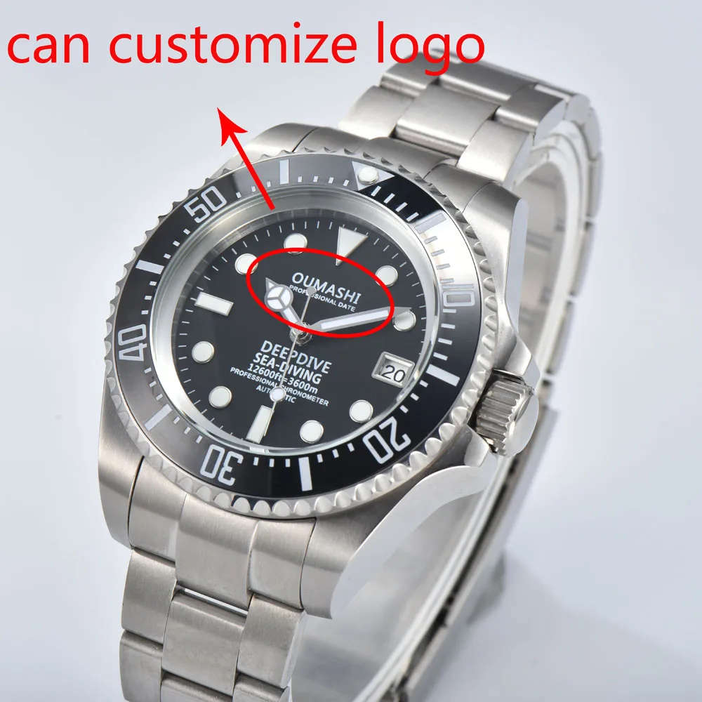 44mm NH35 automatic wristwatches for men with Japanese genuine NH35 automatic movement deep sea mechanical watch customize logo