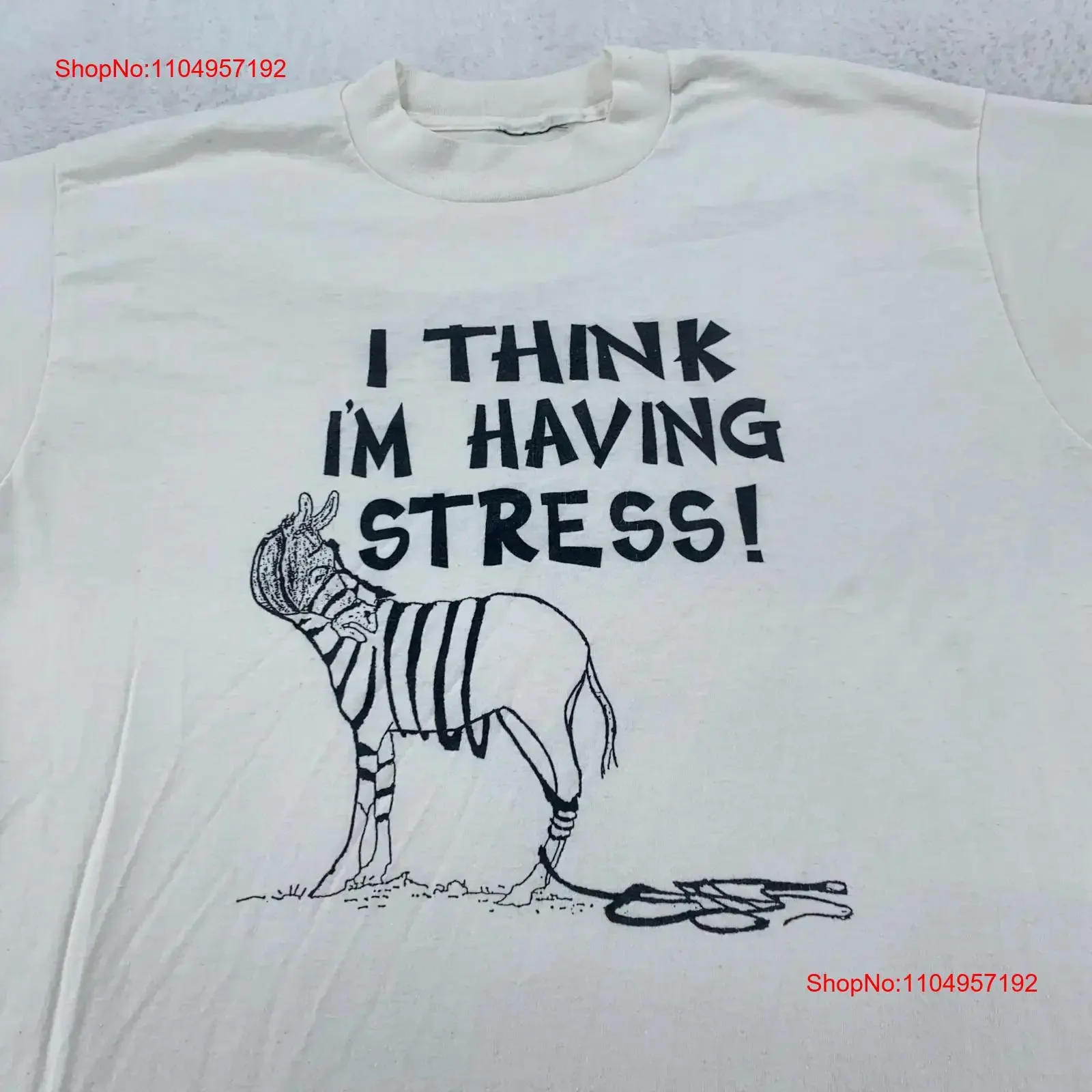 

Vintage I Think I'm Having Stress T Shirt Mens Large Zebra Funny Nature Humor 90s vintage Washed Unisex homme Comfortable