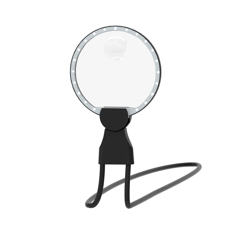 3X / 5X Neck Wear Magnifier Rechargeable Handheld Magnifying Glass with LED Light Hands Free Reading Loupes for Sewing Crafting