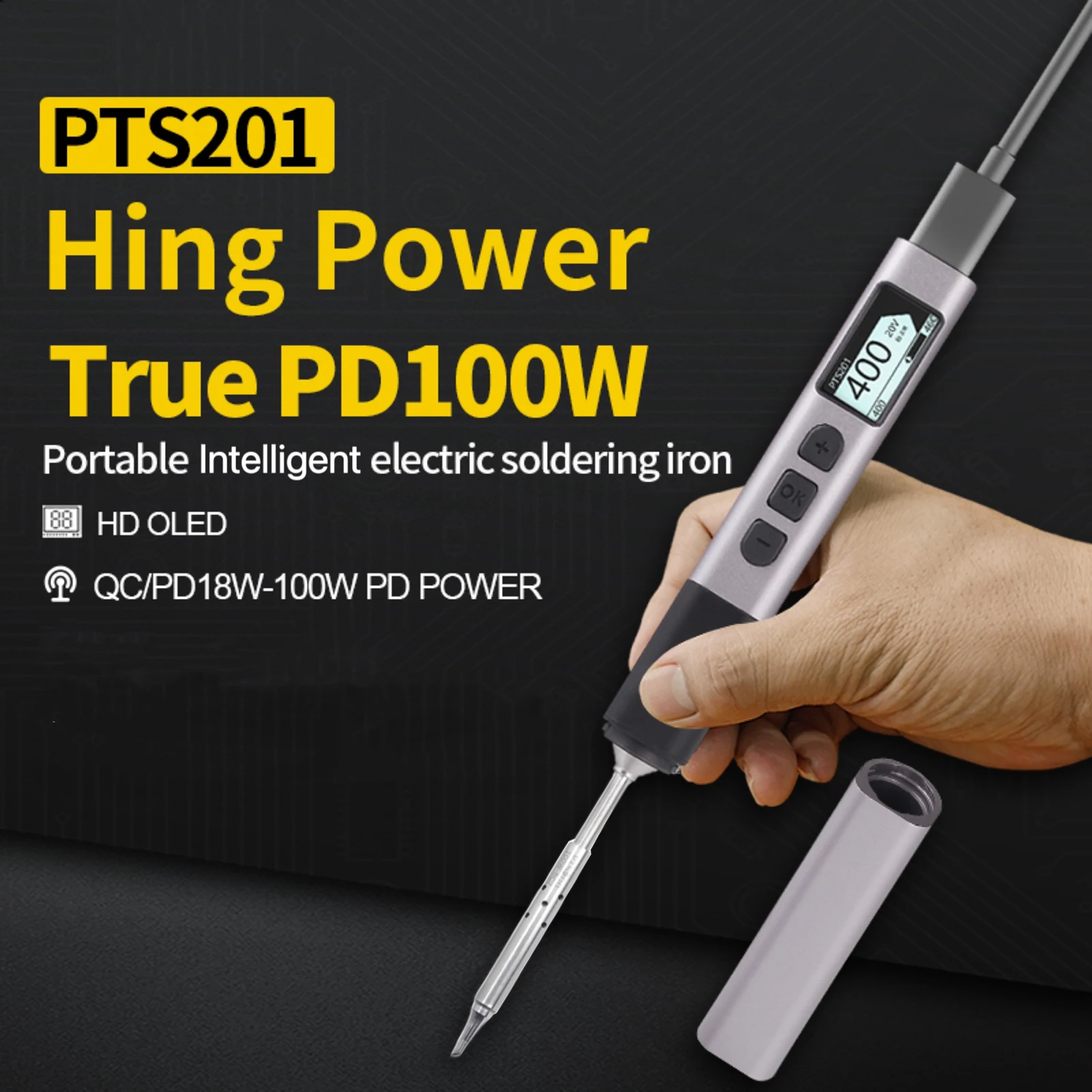 100W Portable Soldering Iron Kit Electric Soldering Fast to Heat OLED Screen Design and Intelligent Iron Pen Tool