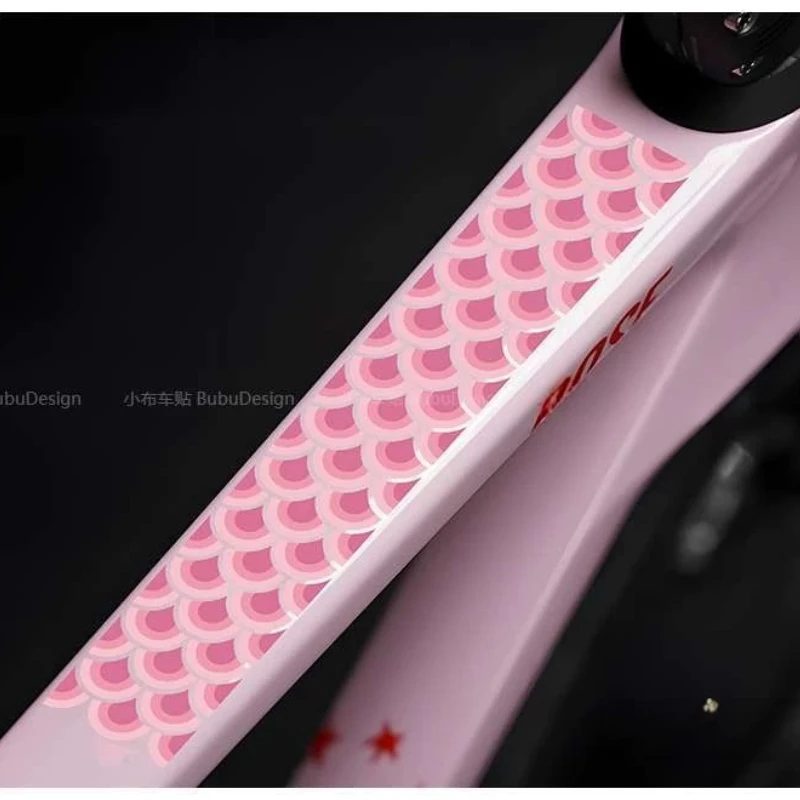 1set Pink Scale Pattern Vinyl Stickers, 2D Matte Waterproof Decals for Bicycle Frame, Motorcycle Fairing, Helmet & Car