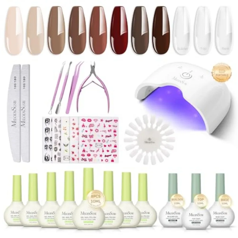 

Gel Nail Kit with P-ART06G Cordless UV Lamp Rechargeable LED UV Light with Smart Sensor Classic Popular Colors Plant Based Nail
