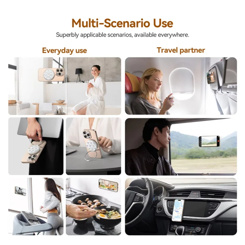 A68Z Hands-Free Mirror Shower Phone Holder Magnetic Suction Cup Stand Multifunction Grip For Iphone Android Devices