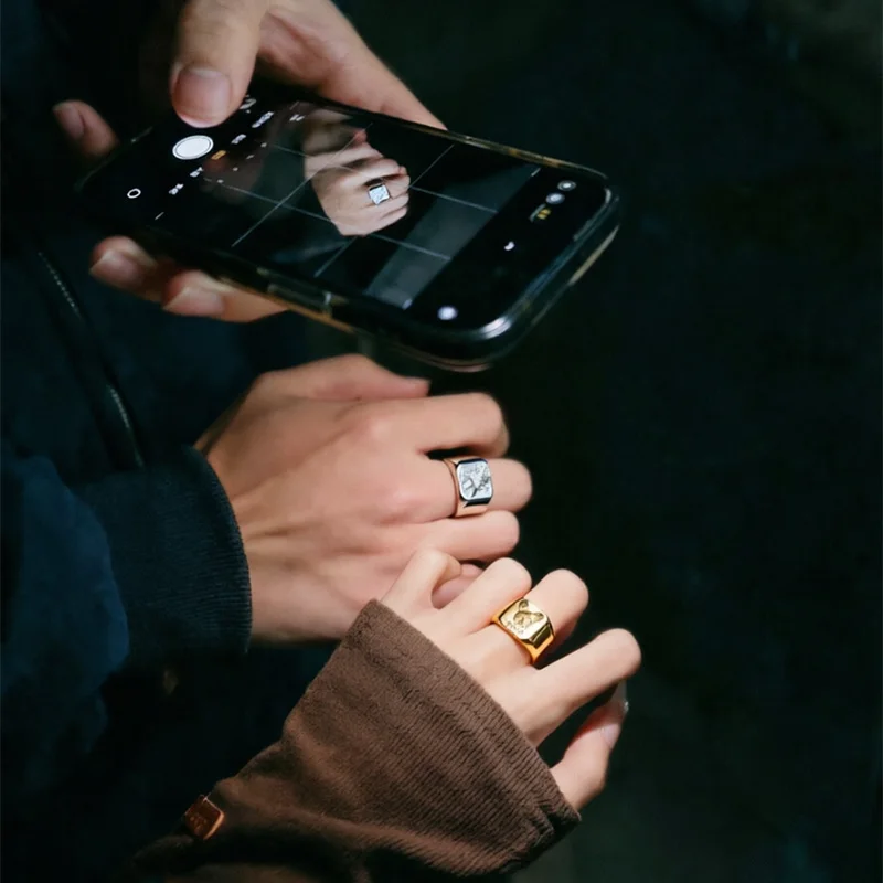 

Fashion Personalized Logo Photo Text Rings for Man Woman Couples Bague Stainless Steel Custom Image Finger Ring Jewelry Gift