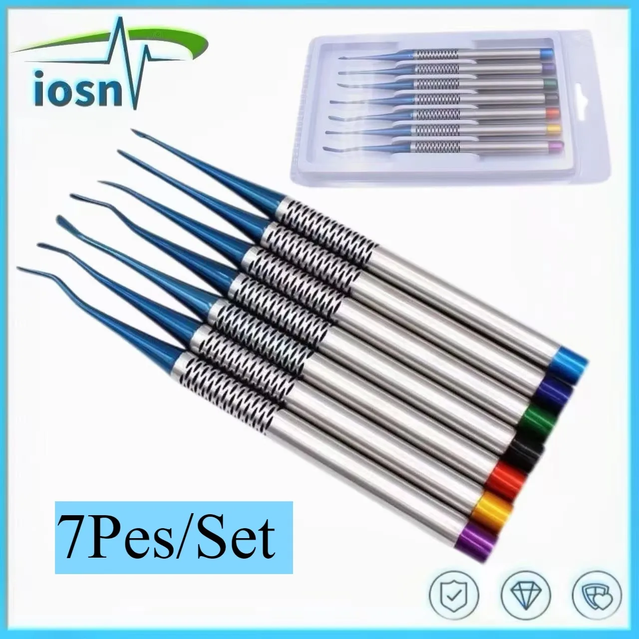 

7pcs Dental Tooth Extracting Tools Set Titanium Alloy Implant Instrument Dental Elevator Set