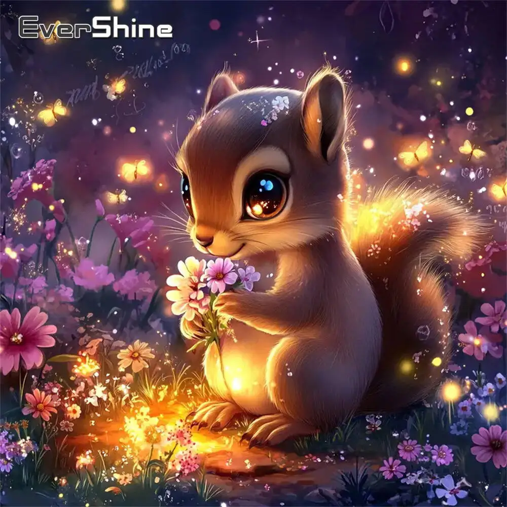 Evershine Diamant-Gemälde, Hund, Tier, Cartoon, komplett, quadratisch, rund, Diamant-Mosaik, Badezimmer, DIY-Bastelset, Heimdekoration