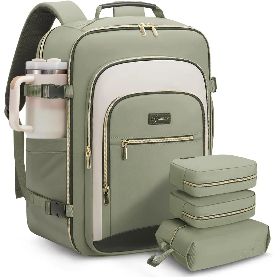 

40L Travel Backpack for Women Carry On Bag Flight Appd Waterproof Backpacks with 3 Packing Cubes Weekender Personal Item Backpa