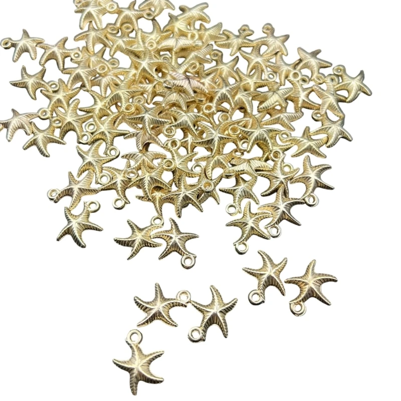 4X7B 50Pieces Sea Creature Charm Shell Star Fish Beads Charm Ocean Animal Charm Pendant Fitting Jewellery Making Accessories