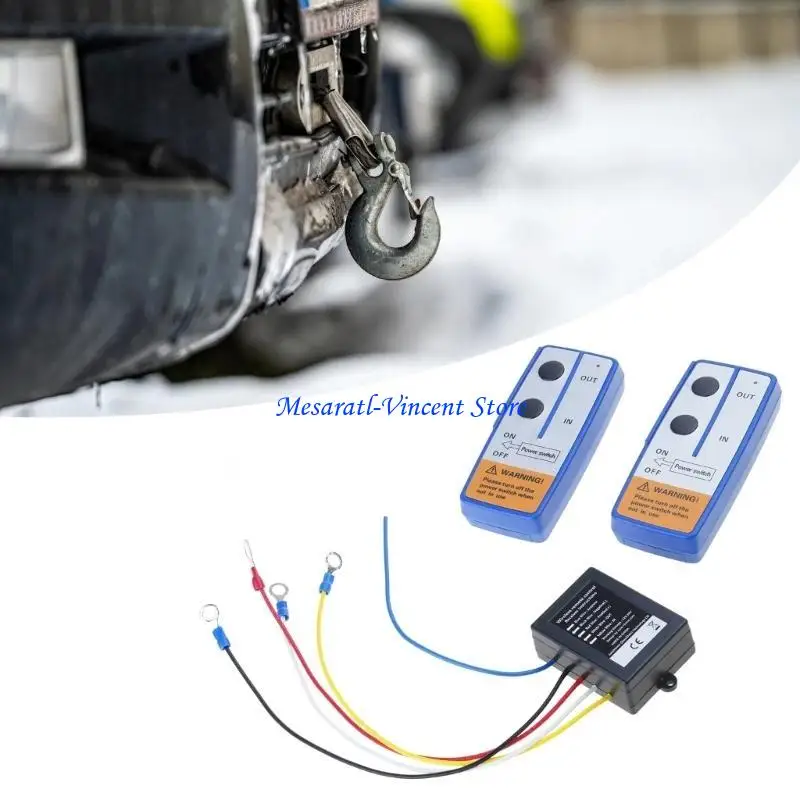A70F Wireless Electric Winch Remote Control Set with Manual Transmitter for Trucks and ATVs with 100 Foot and 12V Motor