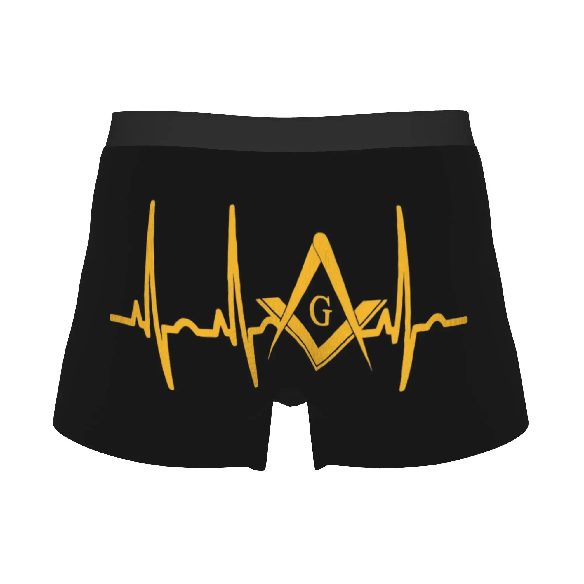 Fashion Heartbeat Freemason Boxers Shorts Panties Male Underpants Breathable Masonic Mason Briefs Underwear