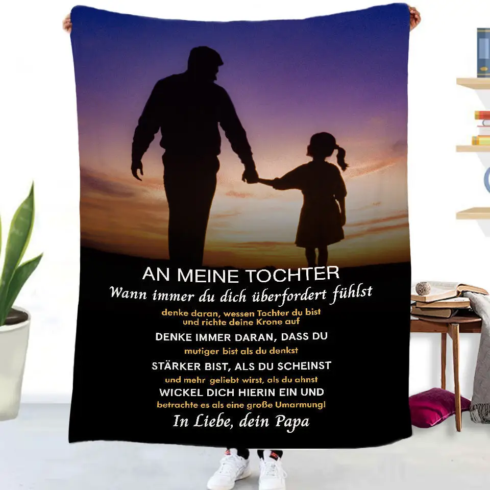 Flanelldecke mit deutschen Buchstaben „To My Daughter Son“, Weihnachtsgeschenk, warme Überwurfdecke für Bett, Sofa, Couch, Geburtstagsgeschenke, Heimkönigin – Detail 15