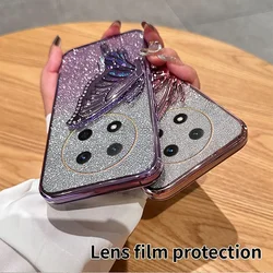 Case for Honor Magic 7 Lite Pro 5G X9C Luxury Glitter Butterfly Holder Case For Honor X9C Magic Pro Lite 7 5g Soft Back Cover