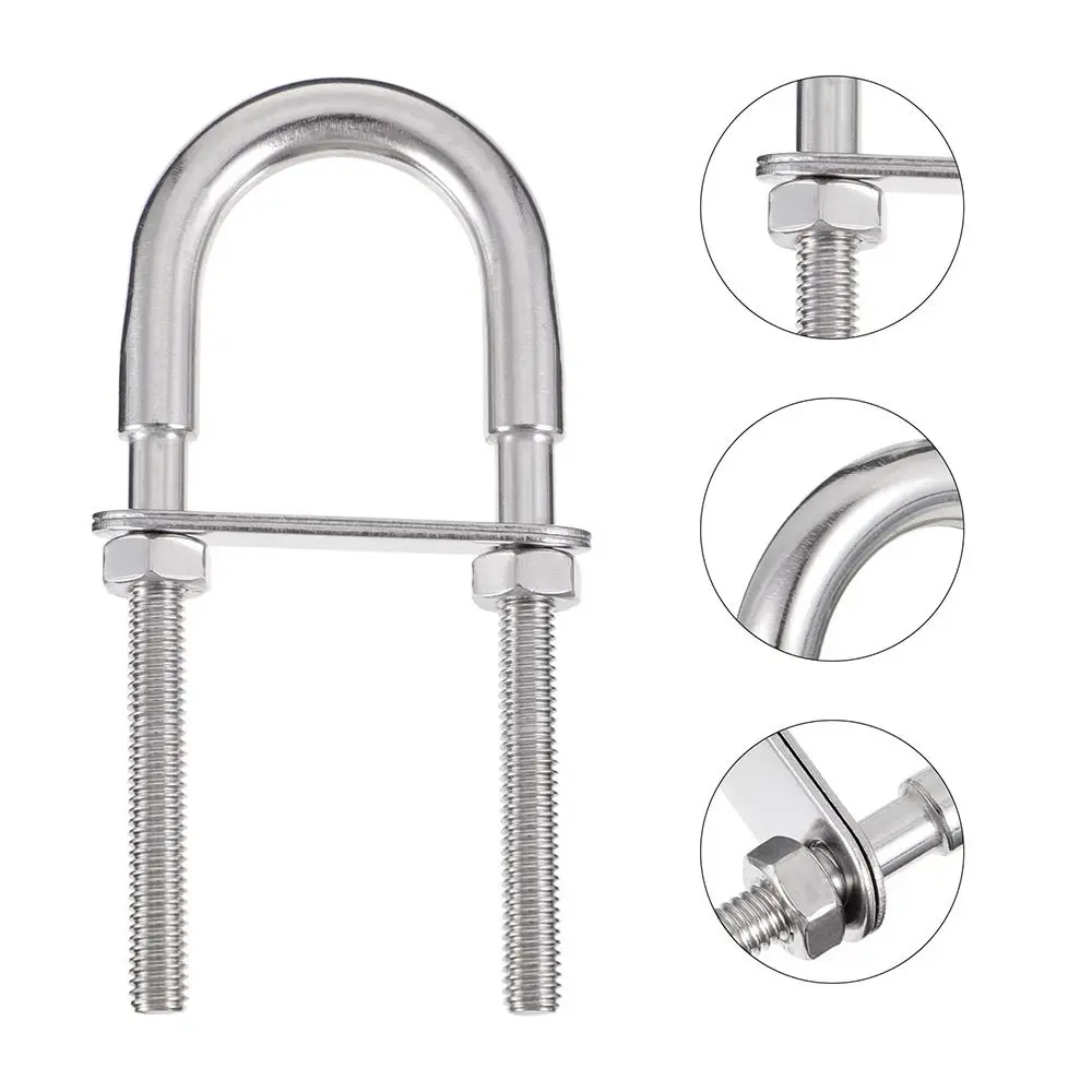 1Pcs New Bow Stern Marine U-bolt Screw Pads 304 Stainless Steel Boat Hardware Metal with Nut Eye Rope Rigging Yacht Accessories
