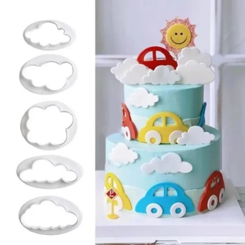 5 unids/set cortador de Fondant nube plástico pastel galleta cortador de galletas molde de Fondant herramientas de decoración de pasteles artesanía de azúcar