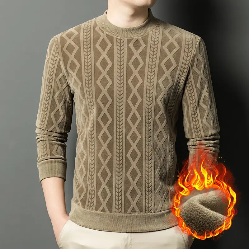 

Мужская флисовая толстовка с флокированием, повседневная полосатая жаккардовая бархатная подкладка, утепленная теплая толстовка, зимние уличные тяжелые толстовки