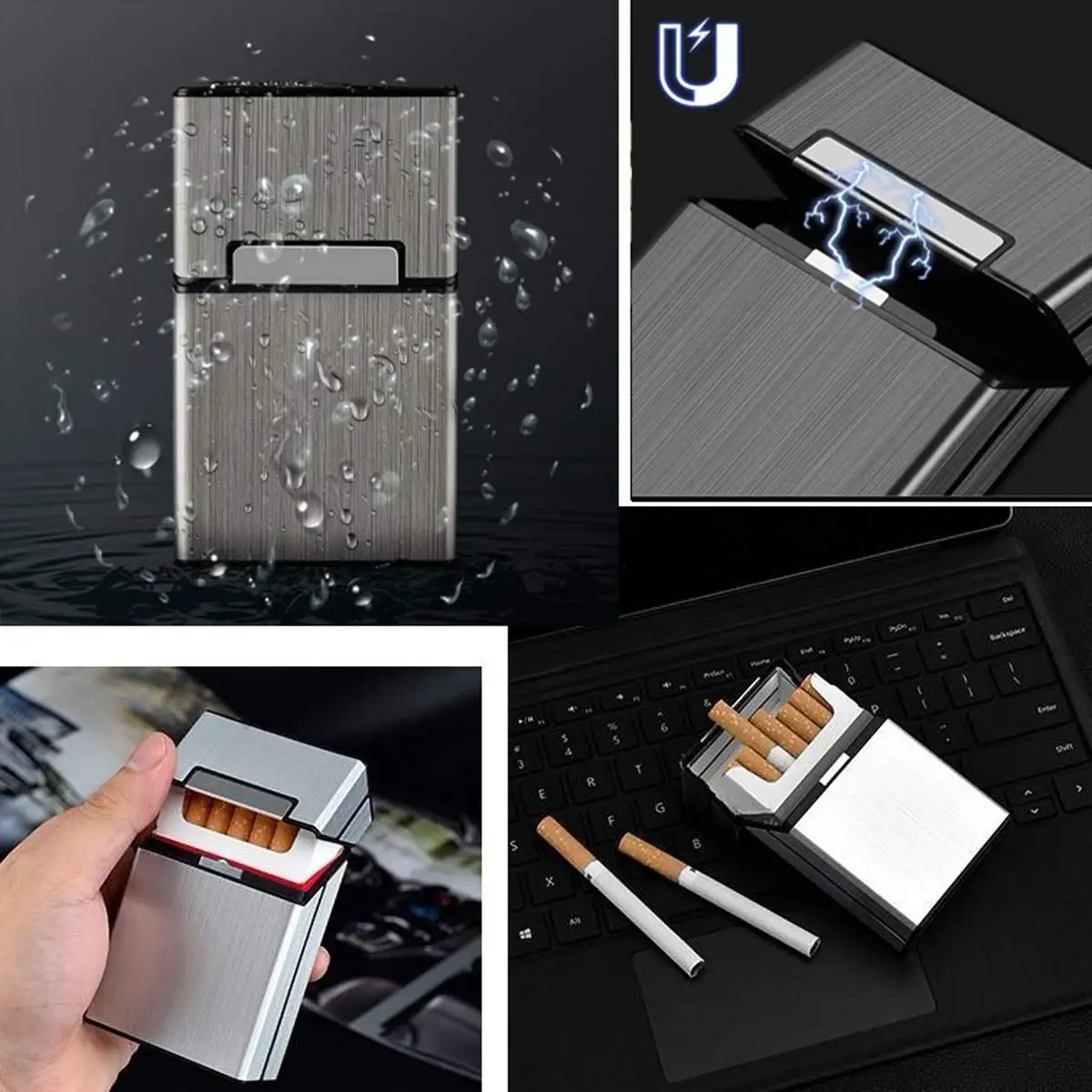 1PC Smoking Cigarettes Aluminum Cigarette Case Cigar Tobacco Holder Pocket Box Storage Container Gift Box Hot Sale