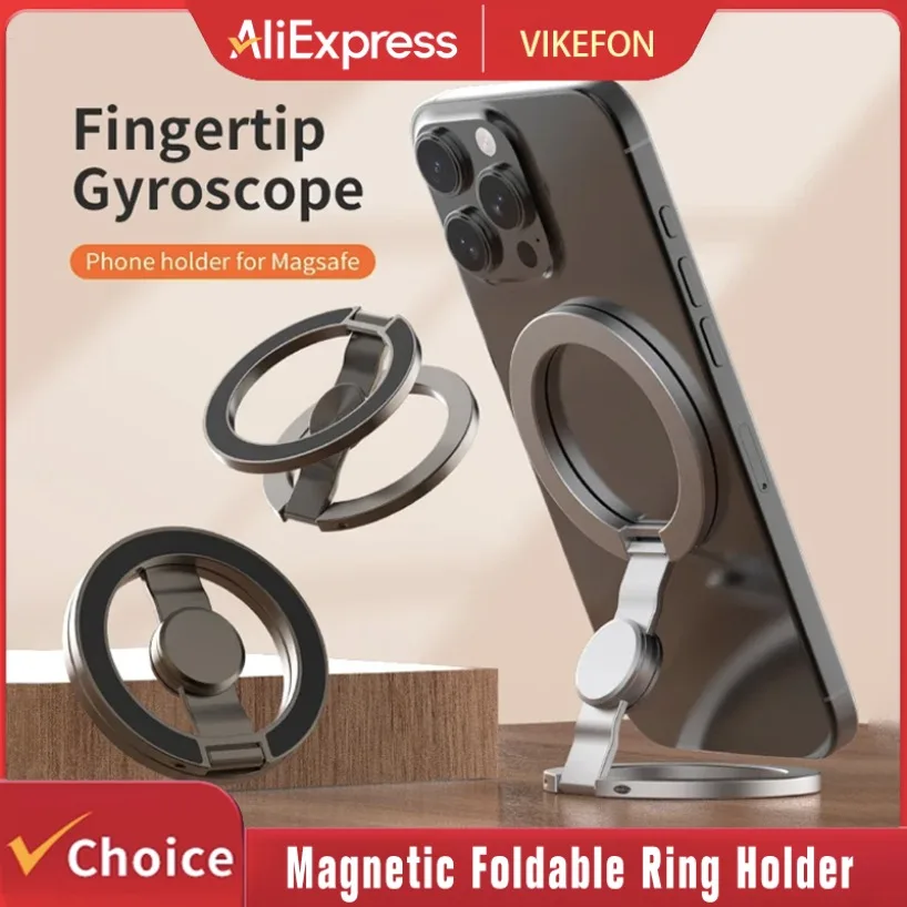 

Кольцевой держатель для мобильного телефона MagSafe, магнитный держатель, вращающийся на 360 градусов гироскоп на кончике пальца, складной держатель для iPhone17 ~ 12 Pro Max
