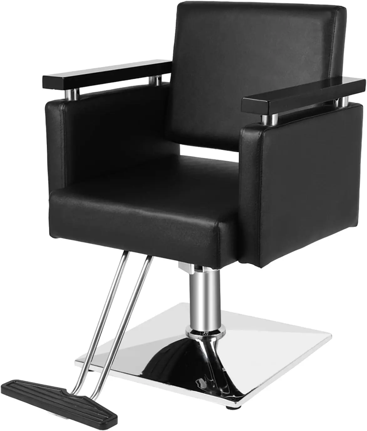 

OmySalon Hydraulic Styling Chair for Hair Salon, Modern Hairdressing Barber Chair w/Square Base & Footrest, 360 Degrees Swivel,