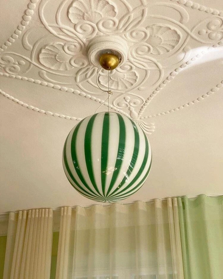 

Round candy colored glass pendant light, retro designer, dining room, bedroom, living room, children's room, lighting fixtures
